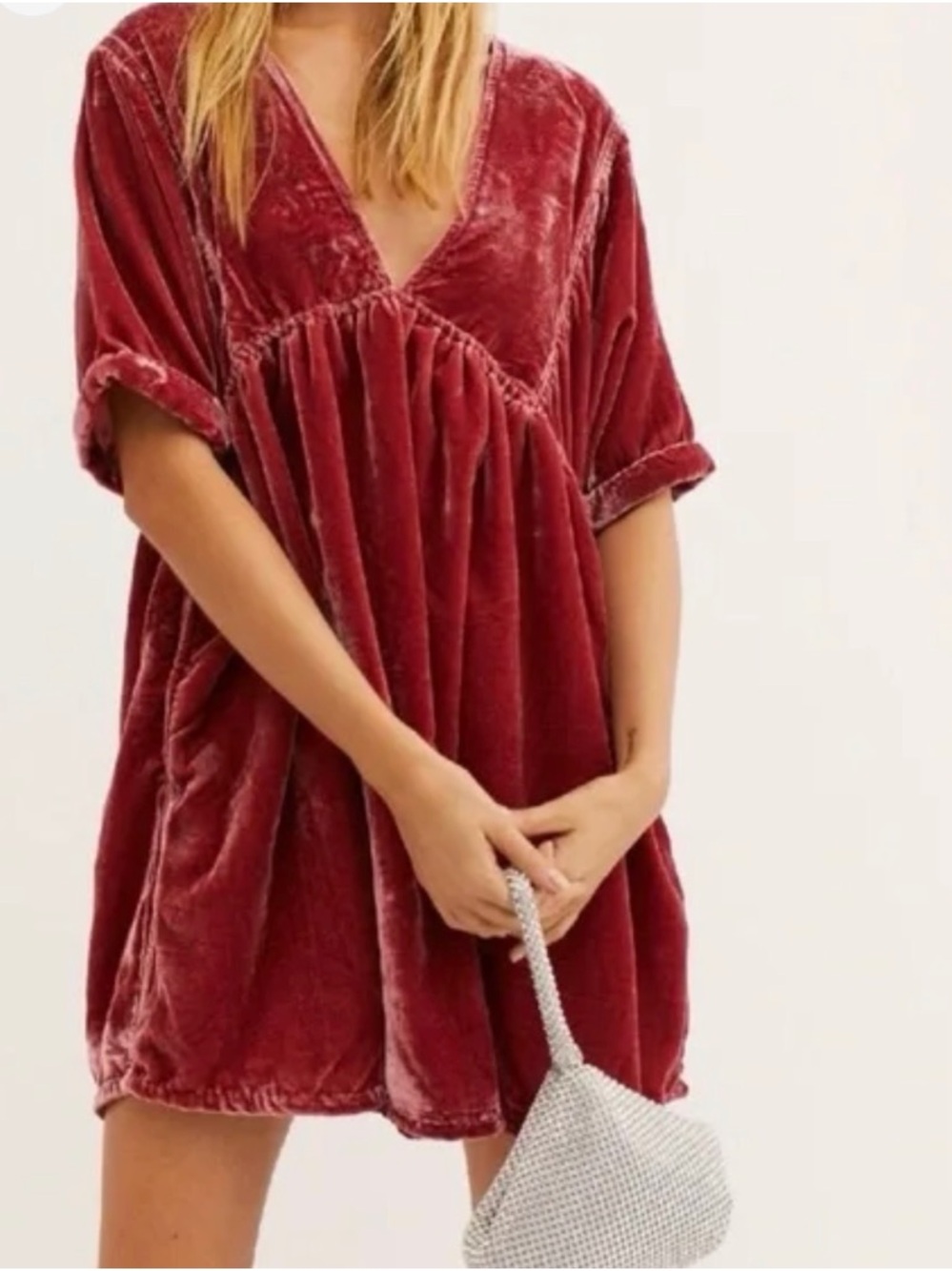 Free People Velvet Deep V Mini Dress - Picture 2 of 8